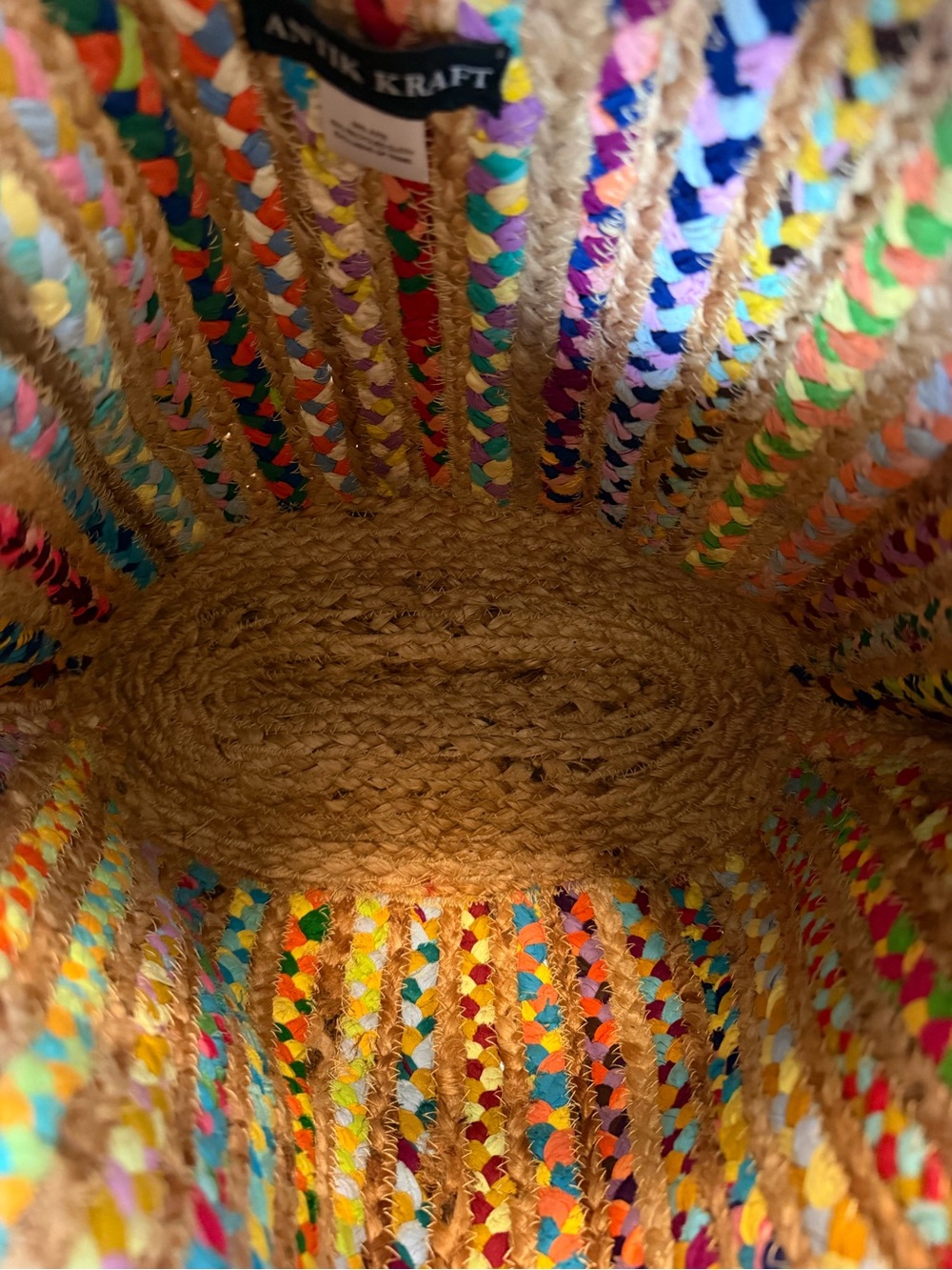 NWT Antik Kraft Ruhi Colorful Braided Jute Bag - Picture 3 of 7